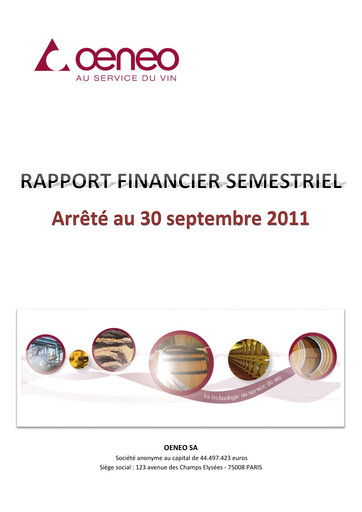 Thumbnail Oeneo Half-year Report 2011-2012