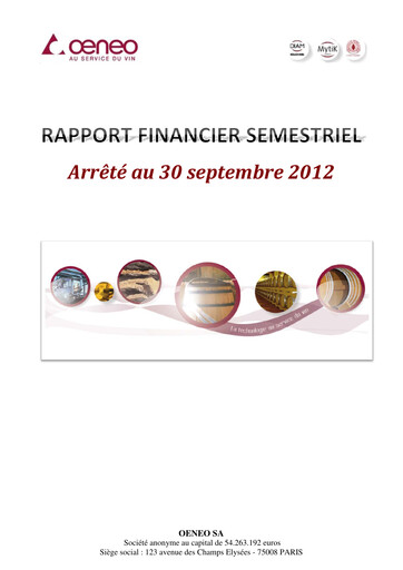 Thumbnail Oeneo Half-year Report 2012-2013