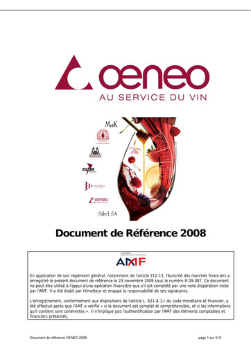 Thumbnail Oeneo Universal Registration Document 2008
