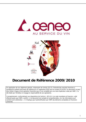 Thumbnail Oeneo Universal Registration Document 2009-2010