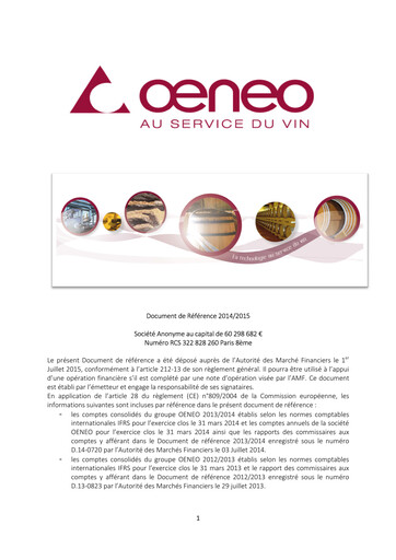 Thumbnail Oeneo Universal Registration Document 2014-2015