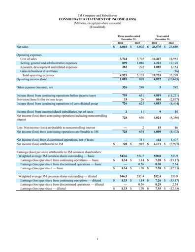 Thumbnail 3M Financial Statement 2024