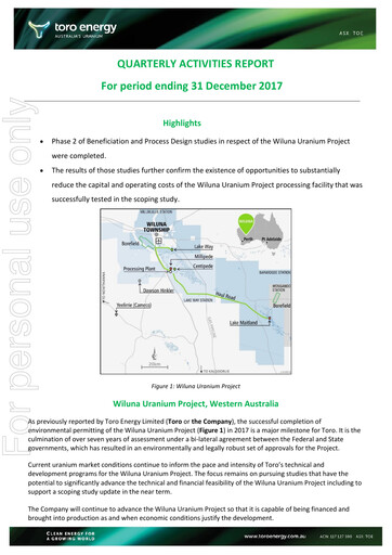 Thumbnail Toro Energy Quarterly Report 2017-q4