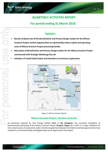 Thumbnail Toro Energy Quarterly Report 2018-q1