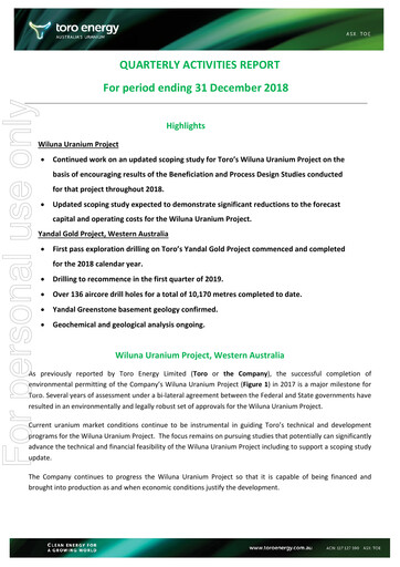 Thumbnail Toro Energy Quarterly Report 2018-q4