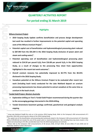 Thumbnail Toro Energy Quarterly Report 2019-q1