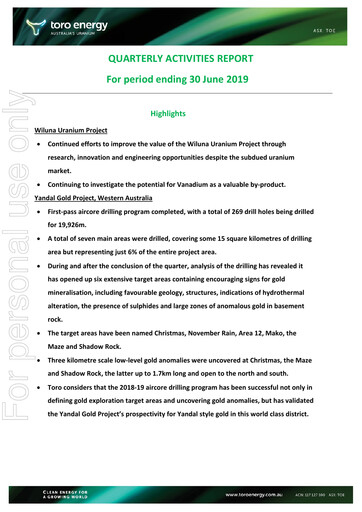 Thumbnail Toro Energy Quarterly Report 2019-q2