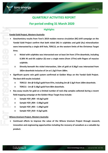 Thumbnail Toro Energy Quarterly Report 2020-q1