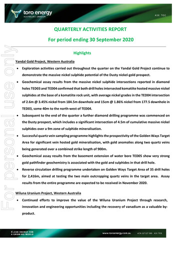 Thumbnail Toro Energy Quarterly Report 2020-q3