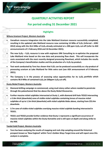 Thumbnail Toro Energy Quarterly Report 2021-q4
