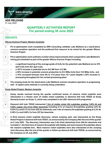 Thumbnail Toro Energy Quarterly Report 2022-q2