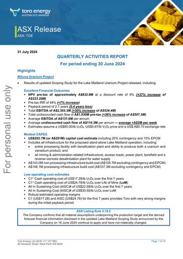 Thumbnail Toro Energy Quarterly Report 2024-q2