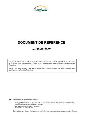 Thumbnail Bonduelle Universal Registration Document 2006-2007