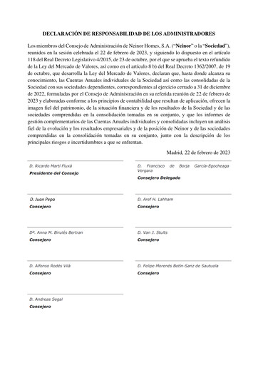 Thumbnail Neinor Homes Financial Report 2022