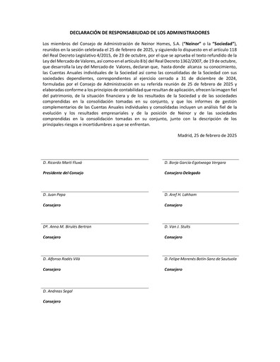 Thumbnail Neinor Homes Financial Statement 2024