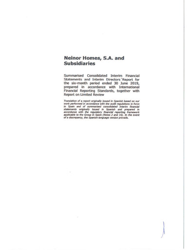 Thumbnail Neinor Homes Half-year Report 2019-h1