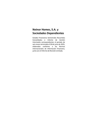 Thumbnail Neinor Homes Half-year Report 2025-h1