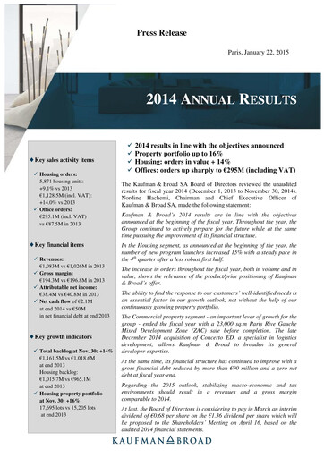 Thumbnail Kaufman & Broad Financial Report 2014