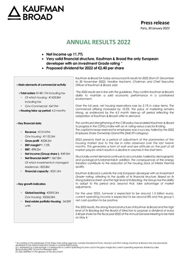 Thumbnail Kaufman & Broad Financial Report 2022