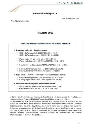 Thumbnail Kaufman & Broad Financial Report 2013