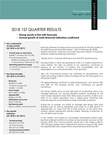 Thumbnail Kaufman & Broad Quarterly Report 2018-q1