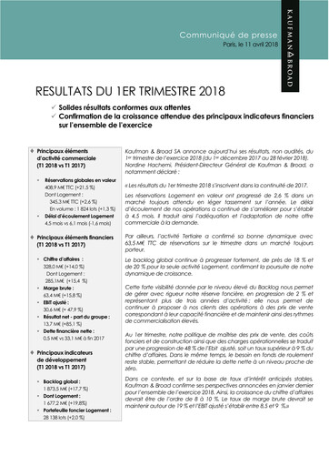 Thumbnail Kaufman & Broad Quarterly Report 2018-q1