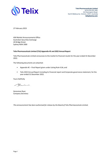 Thumbnail Telix Pharmaceuticals Annual Report 2022