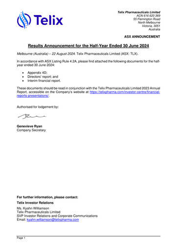 Thumbnail Telix Pharmaceuticals Half-year Report 2024-h1