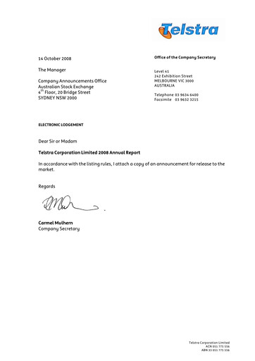 Thumbnail Telstra Annual Report 2008