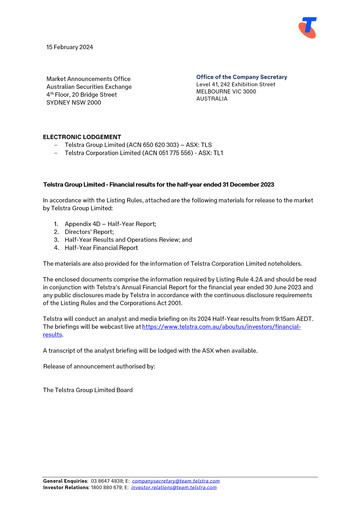 Thumbnail Telstra Half-year Report 2024-h1