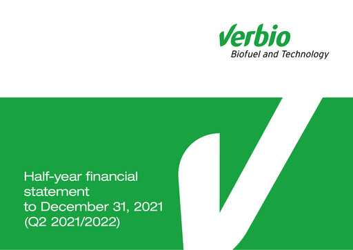 Thumbnail Verbio Half-year Report 2021-2022-h1