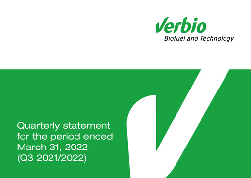 Thumbnail Verbio Quarterly Report 2021-2022-q3