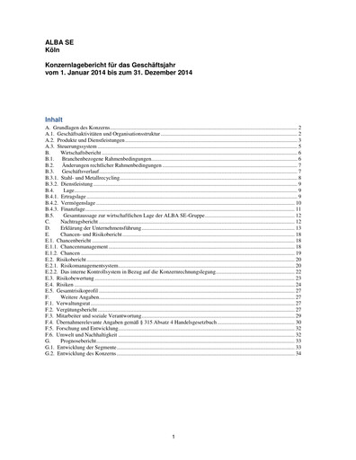 Thumbnail ALBA SE Financial Report 2014