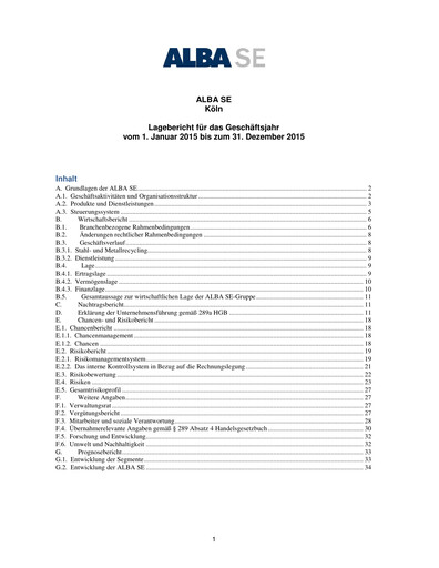 Thumbnail ALBA SE Financial Statement 2015