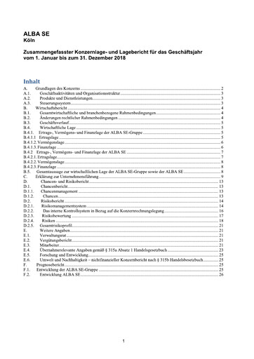 Thumbnail ALBA SE Financial Statement 2018