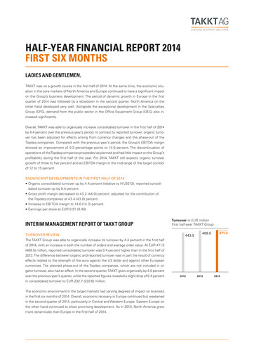 Thumbnail TAKKT AG Financial Report 2014-h1