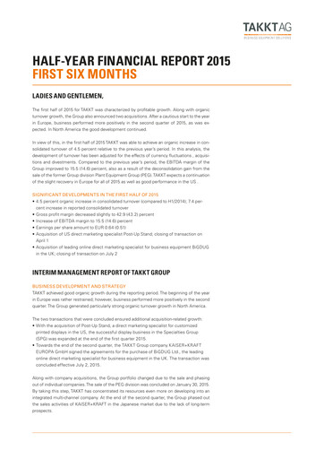 Thumbnail TAKKT AG Financial Report 2015-h1