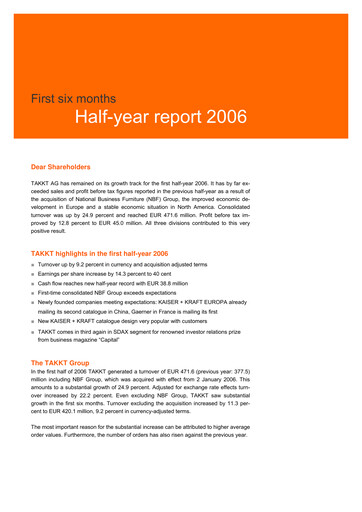 Thumbnail TAKKT AG Half-year Report 2006-h1
