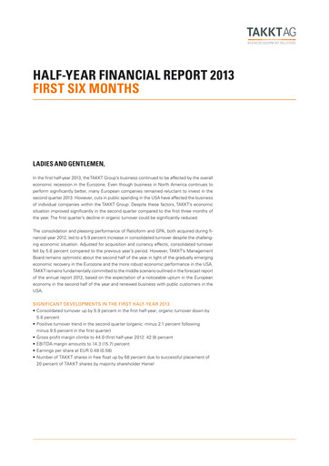 Thumbnail TAKKT AG Half-year Report 2013-h1