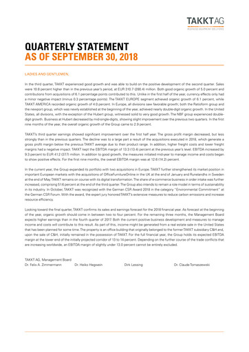 Thumbnail TAKKT AG Quarterly Report 2018-q3