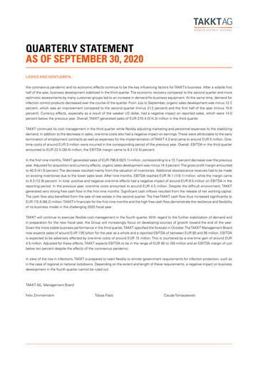 Thumbnail TAKKT AG Quarterly Report 2020-q3