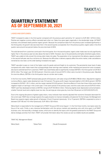 Thumbnail TAKKT AG Quarterly Report 2021-q3