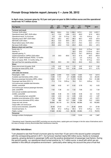 Thumbnail Finnair
 Financial Statement 2012-h1