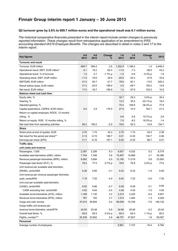 Thumbnail Finnair
 Financial Statement 2013-h1
