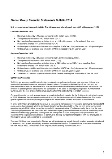 Thumbnail Finnair
 Financial Statement 2014