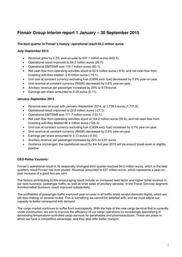 Thumbnail Finnair
 Quarterly Report 2015-q3