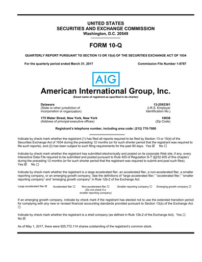 Thumbnail American International Group Quarterly Report 2017-q1