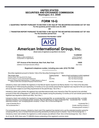 Thumbnail American International Group Quarterly Report 2023-q2