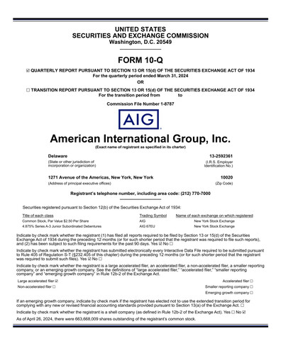 Thumbnail American International Group Quarterly Report 2024-q1