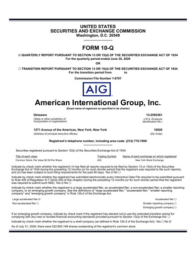Thumbnail American International Group Quarterly Report 2026-q2